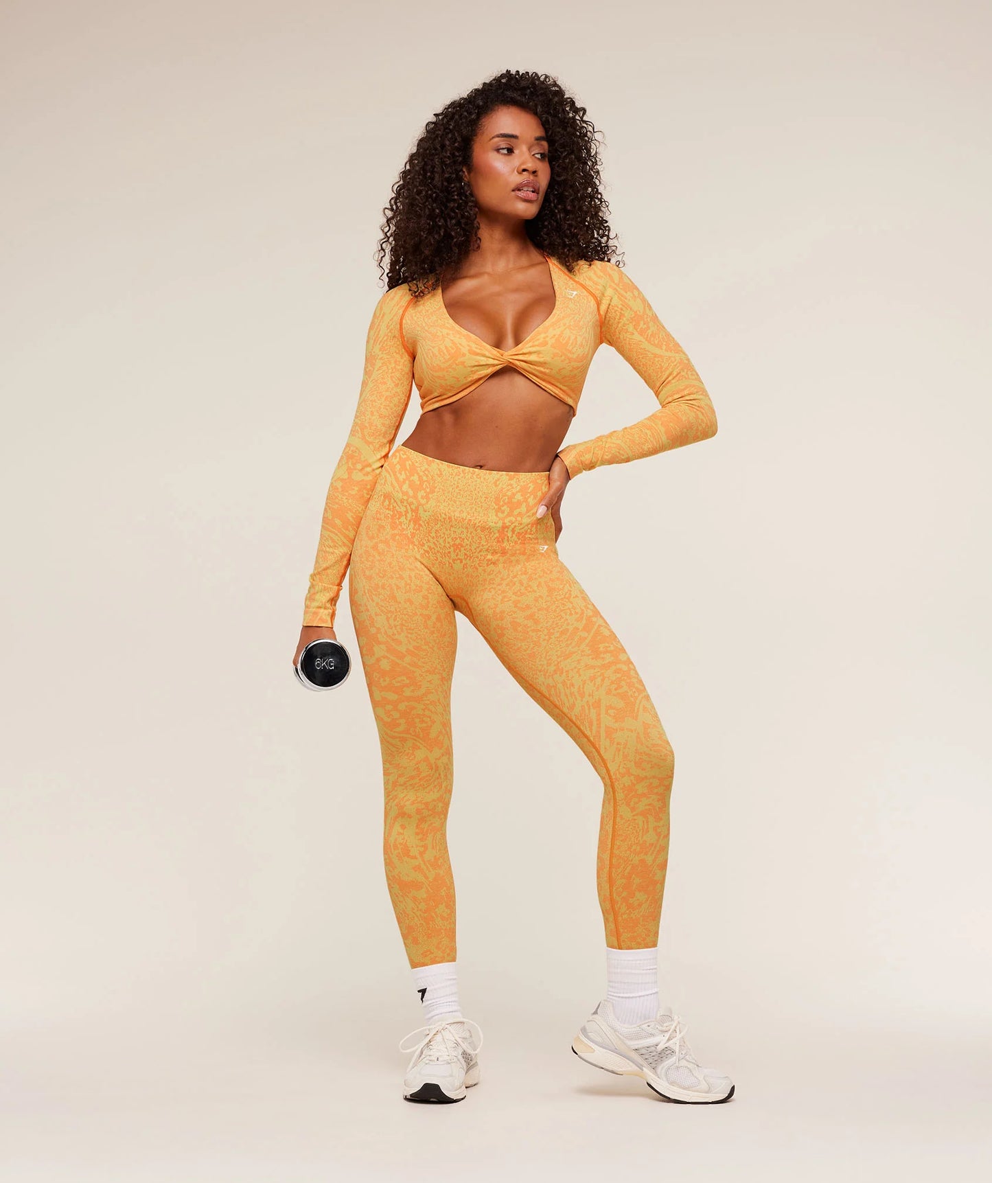 Gymshark Adapt Animal Sleeve Crop Top - Sorbet Yellow
