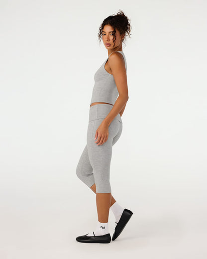 CSB Foldover Jersey Capri Leggings | Grey Marle
