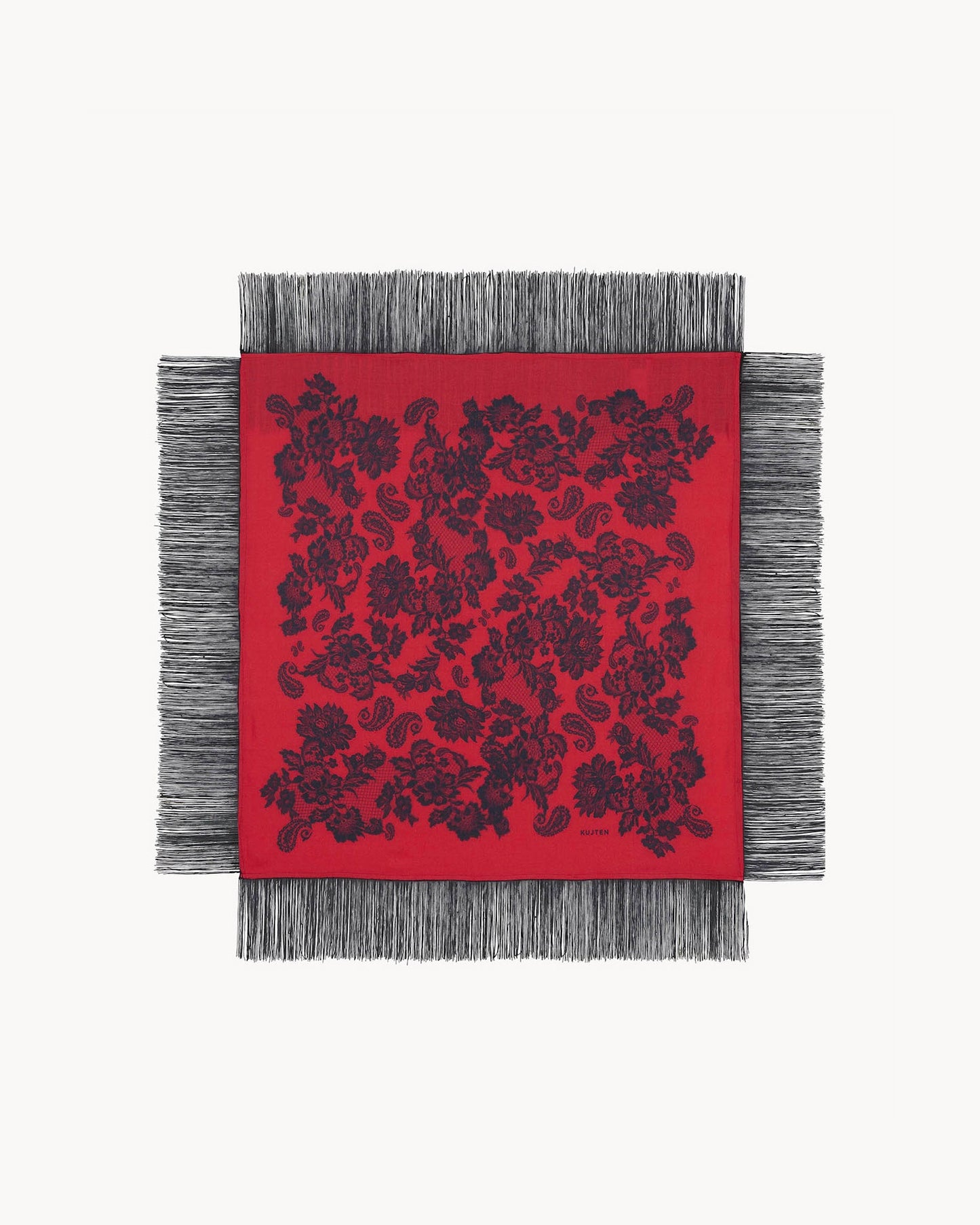 Grand Bandana Helia Lace Fringes rouge corail
