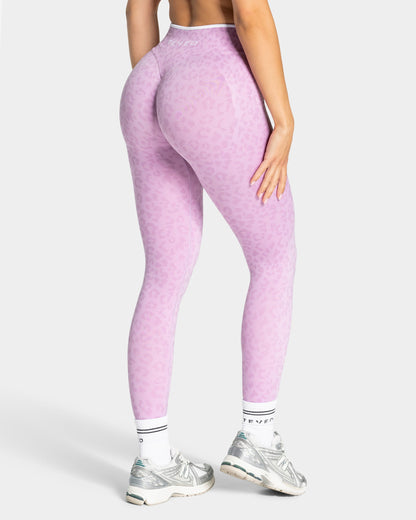 TEVEO Leggings Sculpt Scrunch Contrastline “Stampa leopardata Orchid"