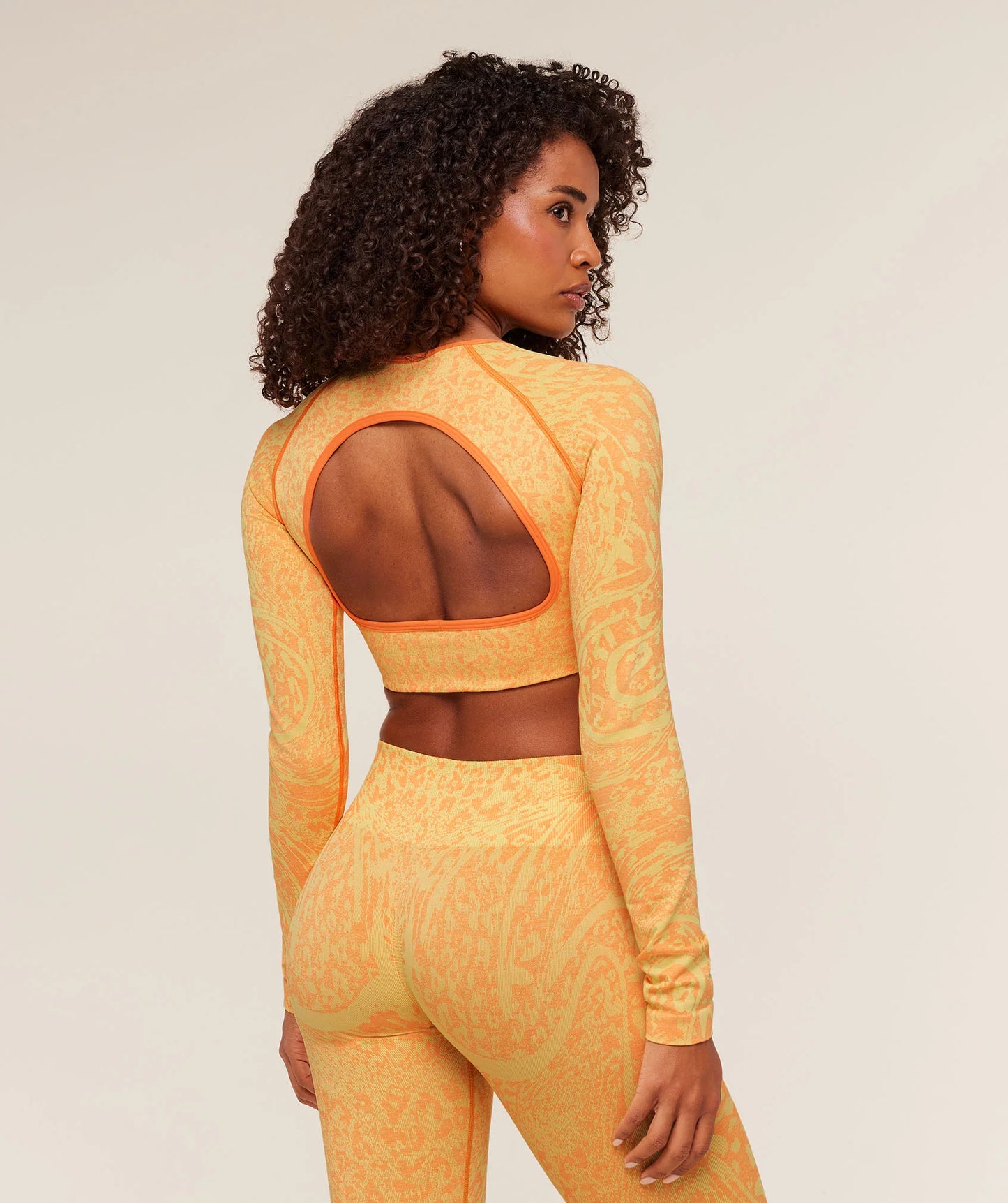 Gymshark Adapt Animal Sleeve Crop Top - Sorbet Yellow