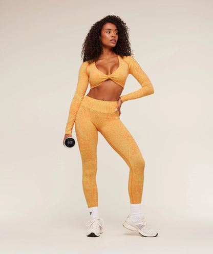 Gymshark Adapt Animal Sleeve Crop Top - Sorbet Yellow