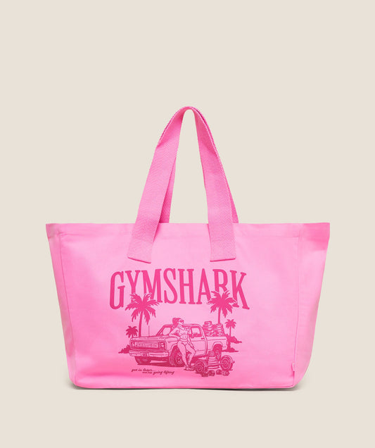 GYMSHARK Get in Loser, We're Going Lifting Tote Focus Pink